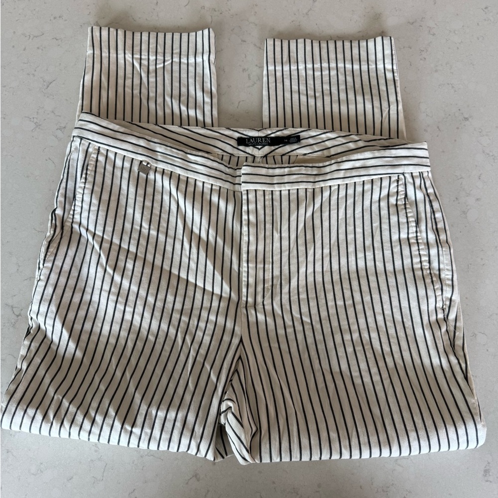 Lauren Ralph Lauren Women’s White Pinstripe Capri Pant
